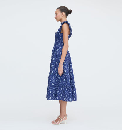 The Ellie Nap Dress - Navy Trellis