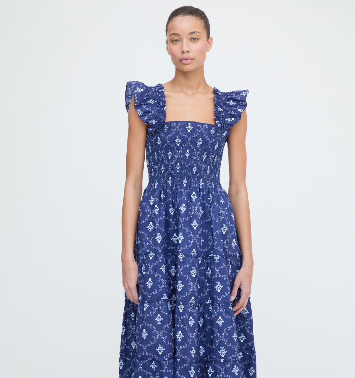 The Ellie Nap Dress - Navy Trellis