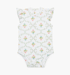 The Jillee Ruffle Onesie - Pastel Trellis