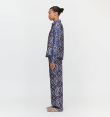 The Taylor Pant - Brown Cobalt Medallion
