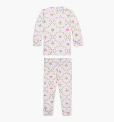 The Tiny Sully PJ Set - Light Pink Trellis