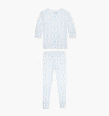 The Tiny Sully PJ Set - Blue Skiers Toile