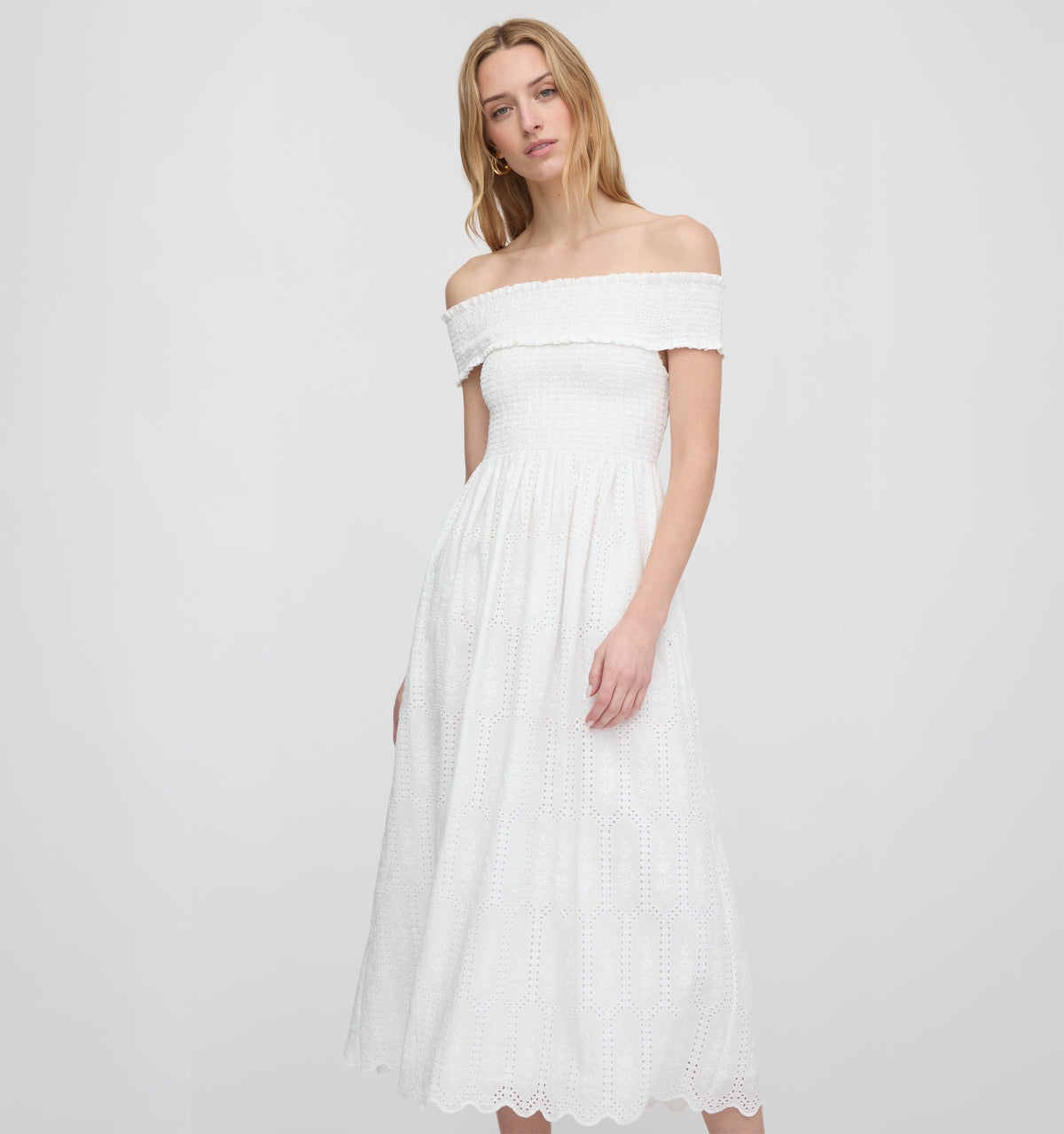 The Marguerite Nap Dress - White Trellis Broderie