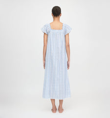 The Therese Nightgown - Blue Petal Stripe