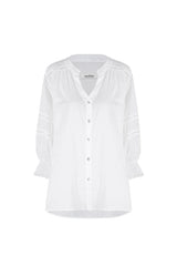 Whittney 3/4 Sleeve Smocked Cuffs V-Neck Top White