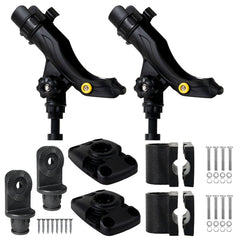 Kayak Rod Holder Kit - Rail & Deck Mounts, Large, Black, 2-Pack - FO4732-4742-M2 - Five Oceans