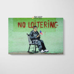 Banksy - No Loitering Wall Art Canvas - SharpWallArts