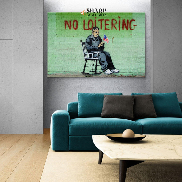 Banksy - No Loitering Wall Art Canvas - SharpWallArts