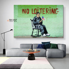 Banksy - No Loitering Wall Art Canvas - SharpWallArts