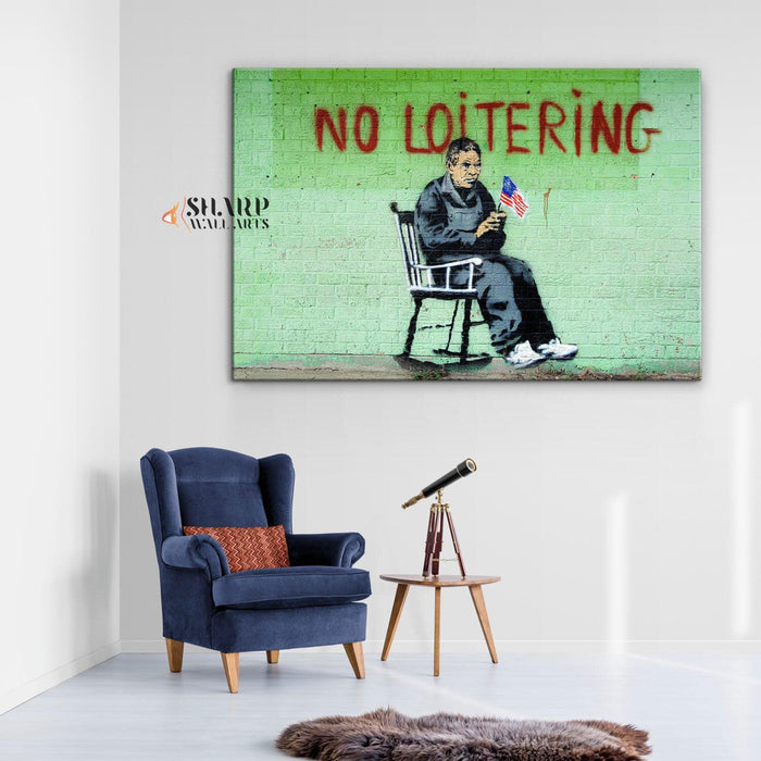 Banksy - No Loitering Wall Art Canvas - SharpWallArts