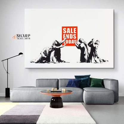 Banksy - Sale Ends Today Wall Art Canvas - SharpWallArts