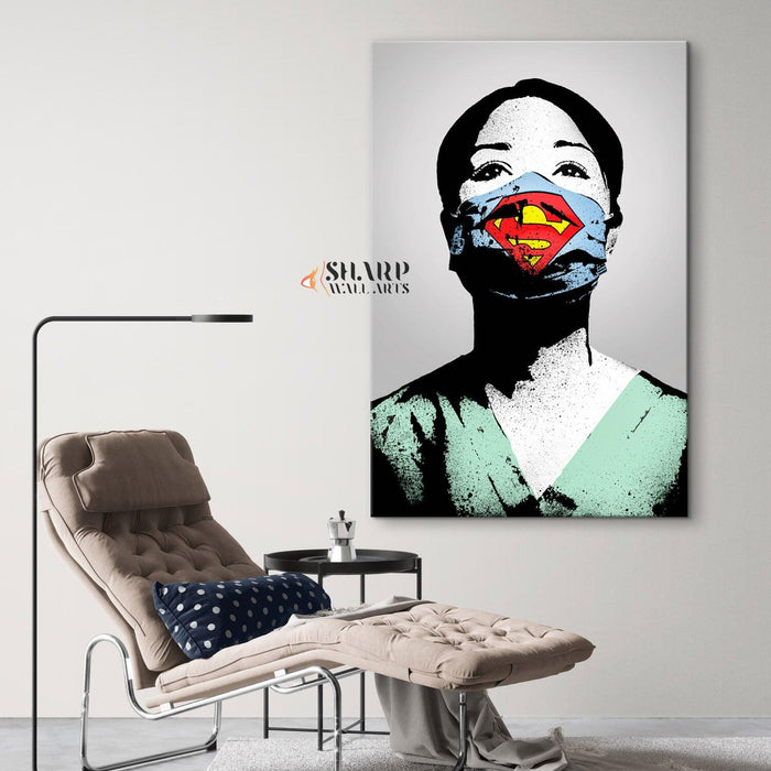 Banksy - Super Nurse Wall Art Canvas - SharpWallArts