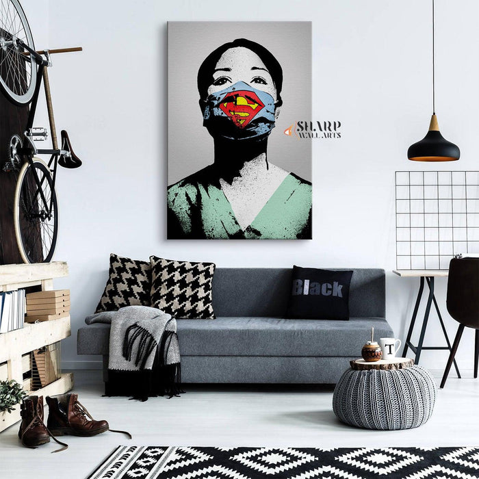 Banksy - Super Nurse Wall Art Canvas - SharpWallArts