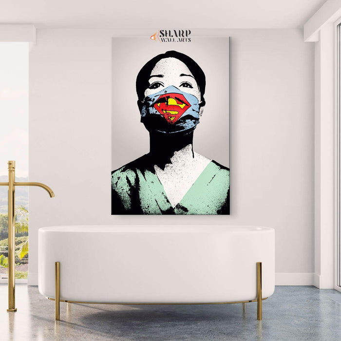 Banksy - Super Nurse Wall Art Canvas - SharpWallArts