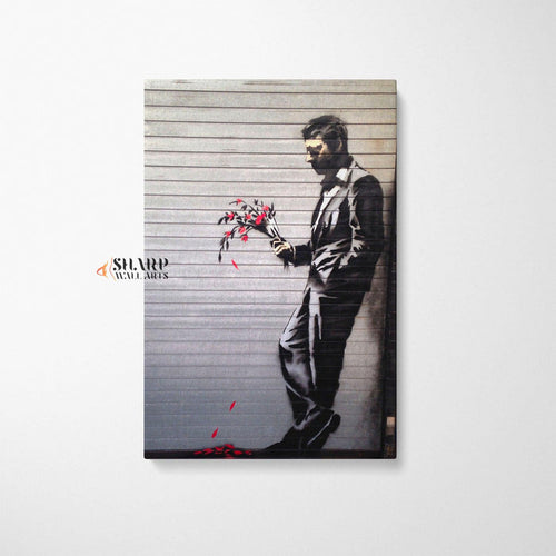 Banksy - Waiting In Vain At The Door Of The Club Wall Art Canvas - SharpWallArts