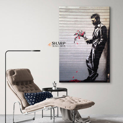 Banksy - Waiting In Vain At The Door Of The Club Wall Art Canvas - SharpWallArts