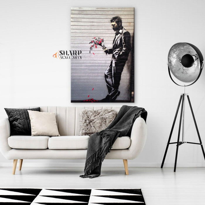 Banksy - Waiting In Vain At The Door Of The Club Wall Art Canvas - SharpWallArts