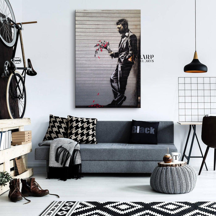 Banksy - Waiting In Vain At The Door Of The Club Wall Art Canvas - SharpWallArts