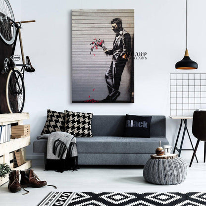 Banksy - Waiting In Vain At The Door Of The Club Wall Art Canvas - SharpWallArts