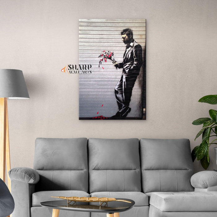 Banksy - Waiting In Vain At The Door Of The Club Wall Art Canvas - SharpWallArts