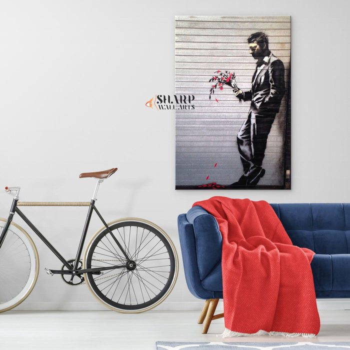 Banksy - Waiting In Vain At The Door Of The Club Wall Art Canvas - SharpWallArts