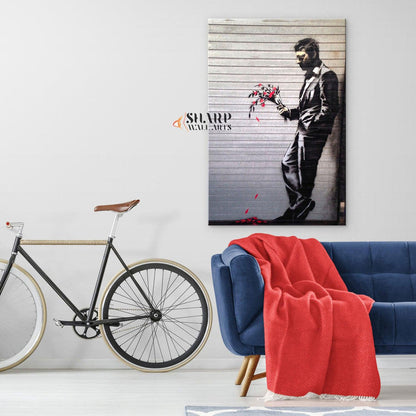Banksy - Waiting In Vain At The Door Of The Club Wall Art Canvas - SharpWallArts