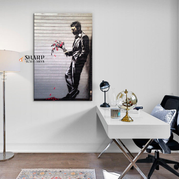 Banksy - Waiting In Vain At The Door Of The Club Wall Art Canvas - SharpWallArts
