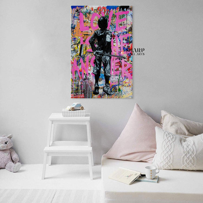 Banksy Boy Love Is The Answer Canvas Wall Art - SharpWallArts