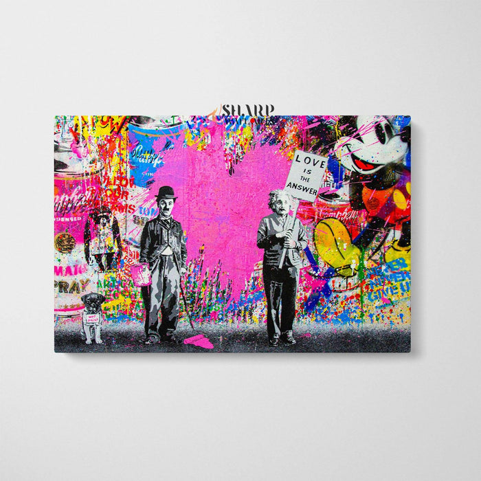 Banksy Charlie Chaplin And Albert Einstein Graffiti Wall Art Canvas - SharpWallArts