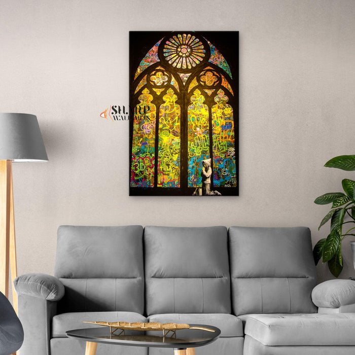 Banksy Church Boy Praying Canvas Wall Art - SharpWallArts