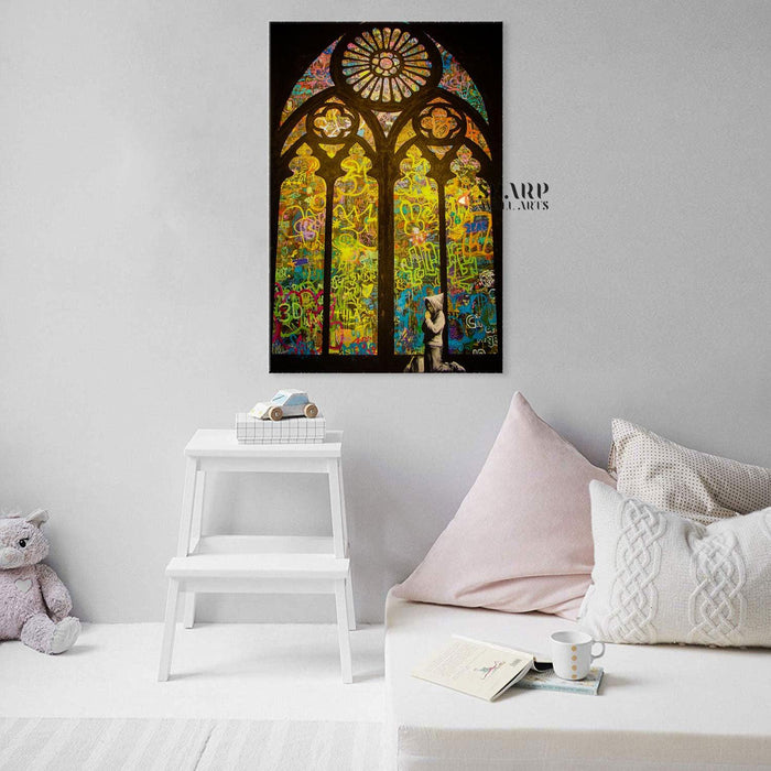 Banksy Church Boy Praying Canvas Wall Art - SharpWallArts