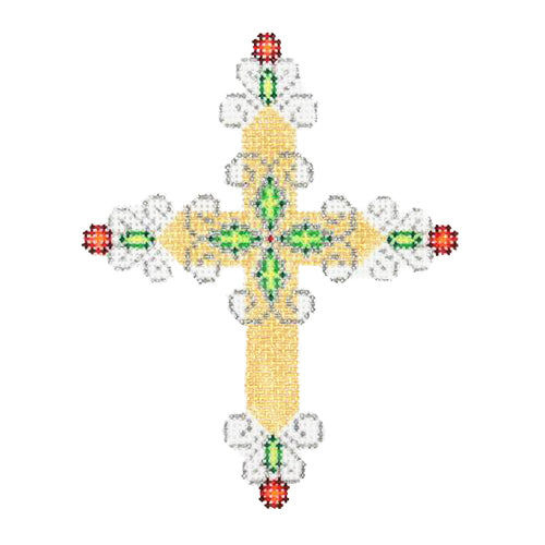 BB 1875 - Cross - Gold & Silver with Green & Red Jewels