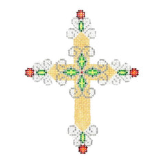 BB 1875 - Cross - Gold & Silver with Green & Red Jewels