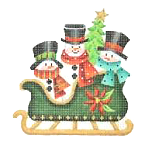 BB 2756 - Dark Green Sleigh - Three Snowmen