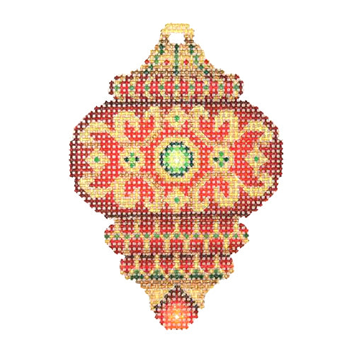 BB 2787 - Jeweled Christmas Ball - Red & Gold
