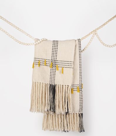 black and white woven throw