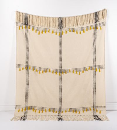 black and white woven throw