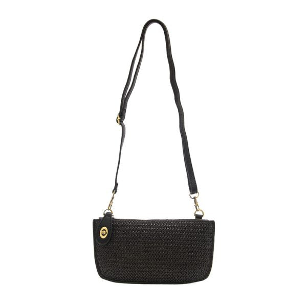 Black Straw Mini Crossbody
