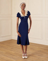 1930s Blondell Dress - Navy