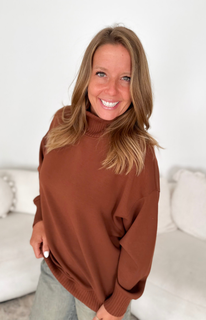 Bronze Mock Neck Pullover