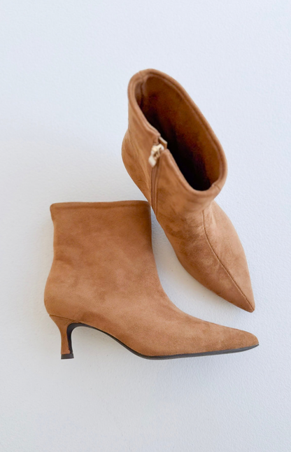 Camel Suede Pointed Toe Boots