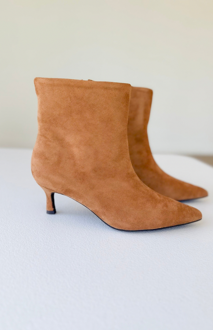 Camel Suede Pointed Toe Boots