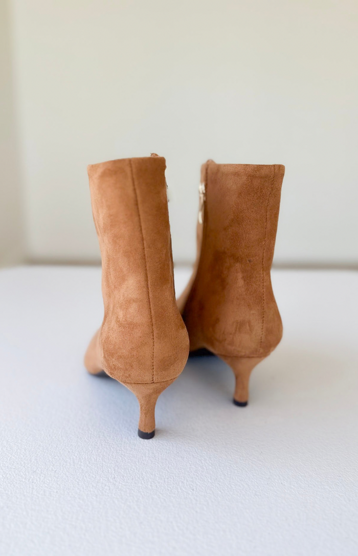 Camel Suede Pointed Toe Boots