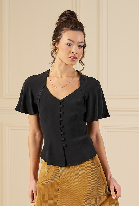 1930s / 70s Cherish Blouse - Black