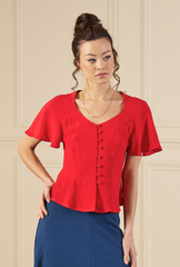 1930s / 70s Cherish Blouse - Red