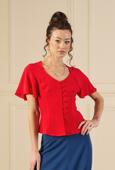 1930s / 70s Cherish Blouse - Red