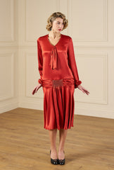 1920s Constance Dress - Rust Satin