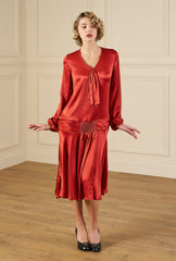 1920s Constance Dress - Rust Satin