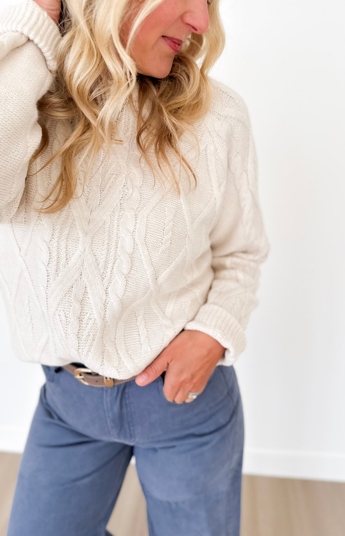 Cream Cable Knit Sweater