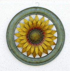 Decor- Round Metal Sunflower Wall Art